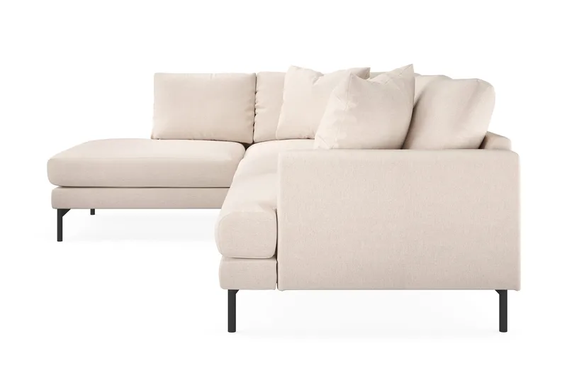 Menard 4-seters Venstrevendt Dyp L-formet Sjeselongsofa i Stoff - Beige - Møbler - Sofaer - Sofaer med sjeselong - 4 seters sofa med divan