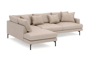 Menard 4-seters Venstrevendt Dyp L-formet Sjeselongsofa i Stoff - Beige - Møbler - Sofaer - Sofaer med sjeselong - 4 seters sofa med divan