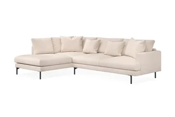 Menard 4-seters Venstrevendt Dyp L-formet Sjeselongsofa i Stoff - Beige - Møbler - Sofaer - Sofaer med sjeselong - 4 seters sofa med divan