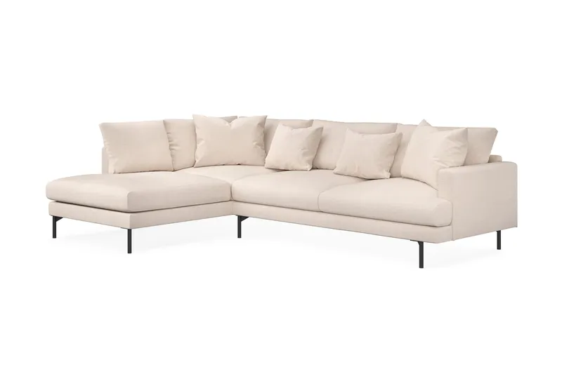 Menard 4-seters Venstrevendt Dyp L-formet Sjeselongsofa i Stoff - Beige - Møbler - Sofaer - Sofaer med sjeselong - 4 seters sofa med divan