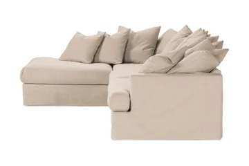 Menard 4-seters Venstrevendt Dyp L-formet Sjeselongsofa i Stoff - Beige - Møbler - Sofaer - Sofaer med sjeselong - 4 seters sofa med divan