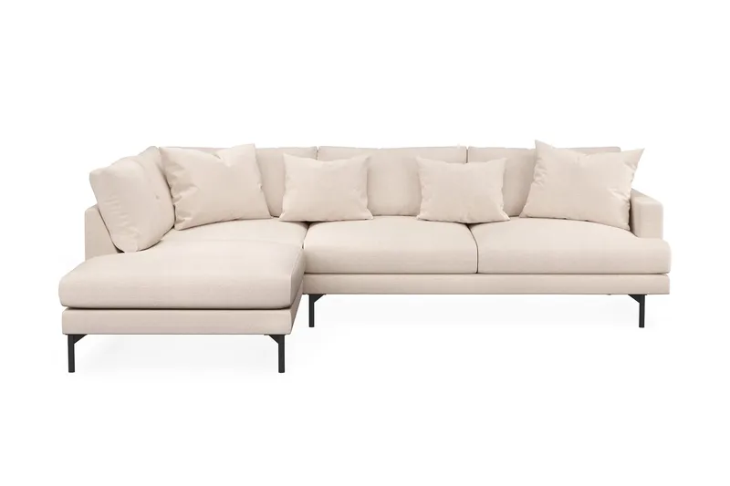Menard 4-seters Venstrevendt Dyp L-formet Sjeselongsofa i Stoff - Beige - Møbler - Sofaer - Sofaer med sjeselong - 4 seters sofa med divan