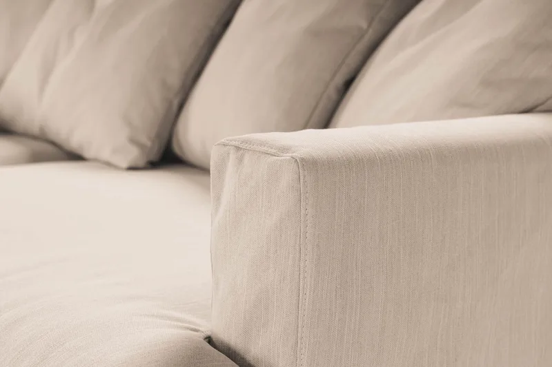 Menard 4-seters Venstrevendt Dyp L-formet Sjeselongsofa i Stoff - Beige - Møbler - Sofaer - Sofaer med sjeselong - 4 seters sofa med divan