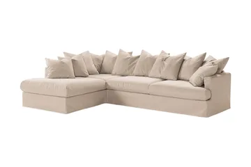 Menard 4-seters Venstrevendt Dyp L-formet Sjeselongsofa i Stoff - Beige - Møbler - Sofaer - Sofaer med sjeselong - 4 seters sofa med divan