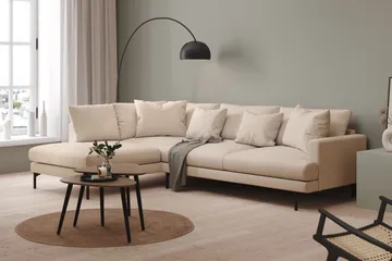 Menard 4-seters Venstrevendt Dyp L-formet Sjeselongsofa i Stoff - Beige - Møbler - Sofaer - Sofaer med sjeselong - 4 seters sofa med divan