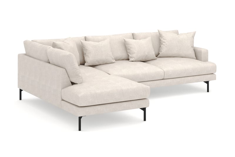 Menard 4-seters Venstrevendt Dyp L-formet Sjeselongsofa i Stoff - Beige - Møbler - Sofaer - Sofaer med sjeselong - 4 seters sofa med divan