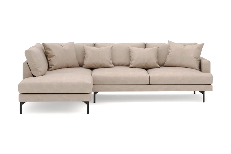 Menard 4-seters Venstrevendt Dyp L-formet Sjeselongsofa i Stoff - Beige - Møbler - Sofaer - Sofaer med sjeselong - 4 seters sofa med divan