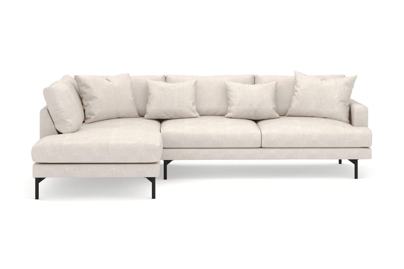 Menard 4-seters Venstrevendt Dyp L-formet Sjeselongsofa i Stoff - Beige - Møbler - Sofaer - Sofaer med sjeselong - 4 seters sofa med divan