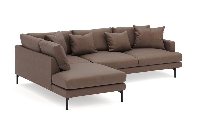 Menard 4-seters Venstrevendt Dyp L-formet Sjeselongsofa i Stoff - Brun - Møbler - Sofaer - Sofaer med sjeselong - 4 seters sofa med divan