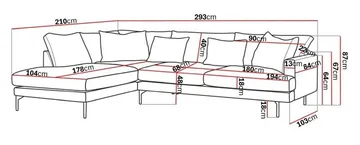 Menard 4-seters Venstrevendt Dyp L-formet Sjeselongsofa i Stoff - Brun - Møbler - Sofaer - Sofaer med sjeselong - 4 seters sofa med divan