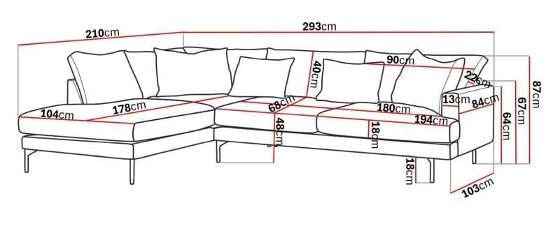 Menard 4-seters Venstrevendt Dyp L-formet Sjeselongsofa i Stoff - Brun - Møbler - Sofaer - Sofaer med sjeselong - 4 seters sofa med divan
