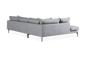Menard 4-seters Venstrevendt Dyp L-formet Sjeselongsofa i Stoff - Grå - Møbler - Sofaer - Sofaer med sjeselong - 4 seters sofa med divan