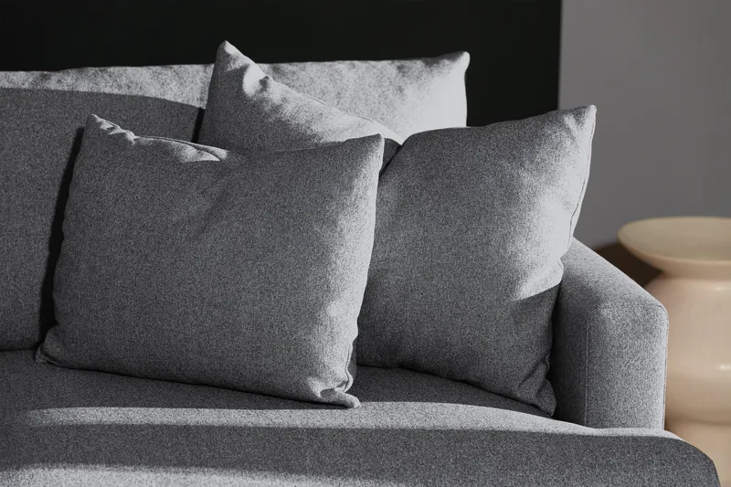 Menard 4-seters Venstrevendt Dyp L-formet Sjeselongsofa i Stoff - Grå - Møbler - Sofaer - Sofaer med sjeselong - 4 seters sofa med divan