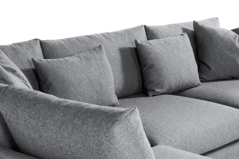 Menard 4-seters Venstrevendt Dyp L-formet Sjeselongsofa i Stoff - Grå - Møbler - Sofaer - Sofaer med sjeselong - 4 seters sofa med divan
