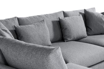 Menard 4-seters Venstrevendt Dyp L-formet Sjeselongsofa i Stoff - Grå - Møbler - Sofaer - Sofaer med sjeselong - 4 seters sofa med divan