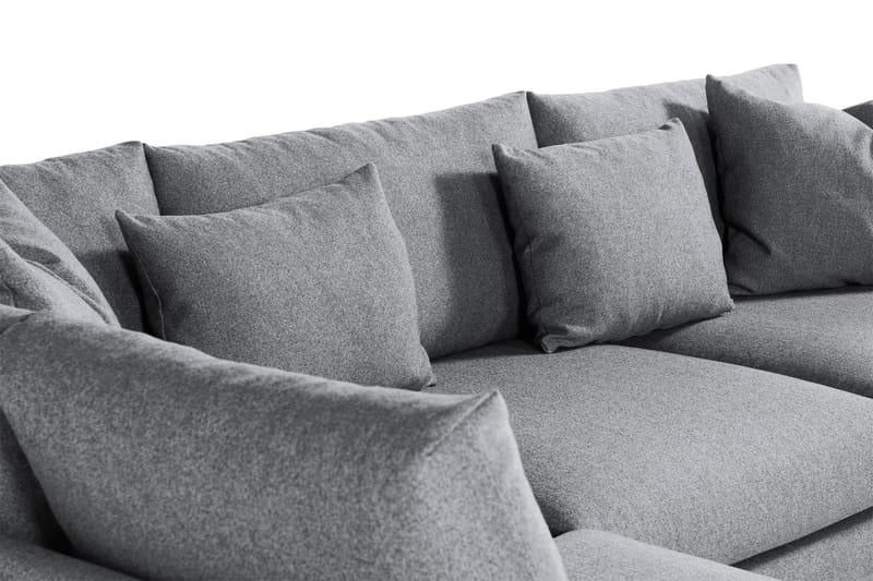 Menard 4-seters Venstrevendt Dyp L-formet Sjeselongsofa i Stoff - Grå - Møbler - Sofaer - Sofaer med sjeselong - 4 seters sofa med divan