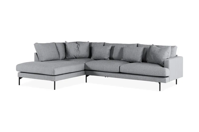 Menard 4-seters Venstrevendt Dyp L-formet Sjeselongsofa i Stoff - Grå - Møbler - Sofaer - Sofaer med sjeselong - 4 seters sofa med divan