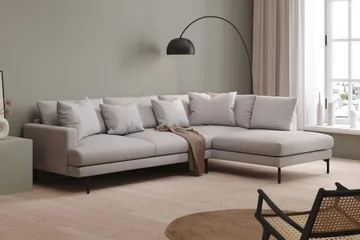 Menard 4-seters Venstrevendt Dyp L-formet Sjeselongsofa i Stoff - Lys grå - Møbler - Sofaer - Sofaer med sjeselong - 4 seters sofa med divan