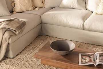 Menard 4-seters Venstrevendt Dyp L-formet Sjeselongsofa i Stoff - Lys grå - Møbler - Sofaer - Sofaer med sjeselong - 4 seters sofa med divan