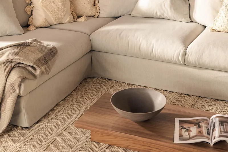 Menard 4-seters Venstrevendt Dyp L-formet Sjeselongsofa i Stoff - Lys grå - Møbler - Sofaer - Sofaer med sjeselong - 4 seters sofa med divan