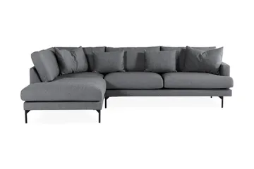 Menard 4-seters Venstrevendt Dyp L-formet Sjeselongsofa i Stoff - Mørk grå - Møbler - Sofaer - Sofaer med sjeselong - 4 seters sofa med divan