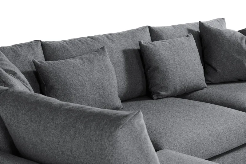 Menard 4-seters Venstrevendt Dyp L-formet Sjeselongsofa i Stoff - Mørk grå - Møbler - Sofaer - Sofaer med sjeselong - 4 seters sofa med divan