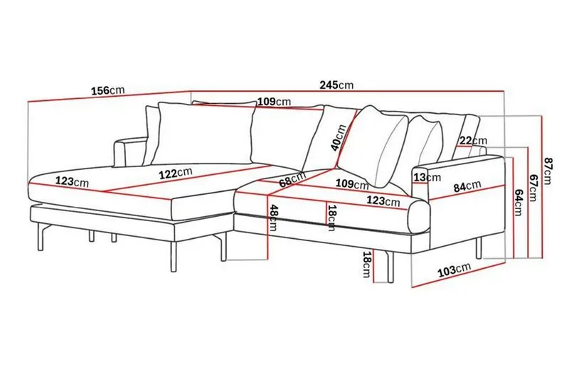 Menard 4-seters Venstrevendt L-formet Divansofa i Manchester - Beige - Møbler - Sofaer - Sofaer med sjeselong - 4 seters sofa med divan