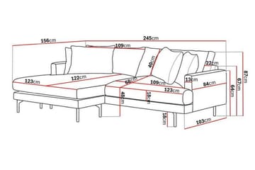 Menard 4-seters Venstrevendt L-formet Divansofa i Manchester - Grå - Møbler - Sofaer - Sofaer med sjeselong - 4 seters sofa med divan