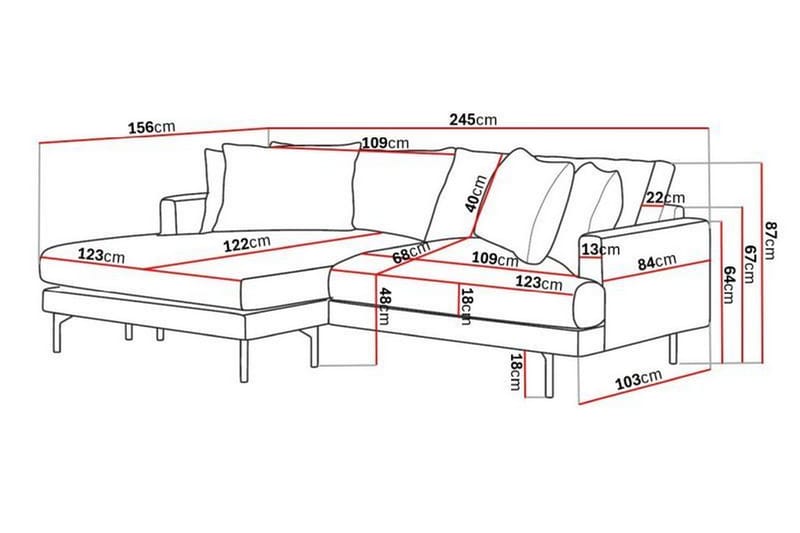 Menard 4-seters Venstrevendt L-formet Divansofa i Manchester - Grå - Møbler - Sofaer - Sofaer med sjeselong - 4 seters sofa med divan