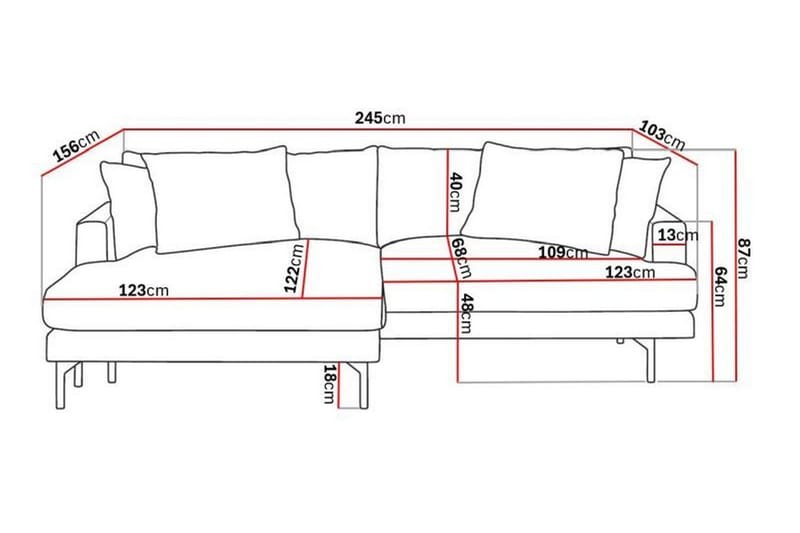 Menard 4-seters Venstrevendt L-formet Divansofa i Manchester - Mørk grønn - Møbler - Sofaer - Sofaer med sjeselong - 4 seters sofa med divan