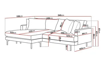 Menard 4-seters Venstrevendt L-formet Divansofa i Manchester - Mørk grønn - Møbler - Sofaer - Sofaer med sjeselong - 4 seters sofa med divan