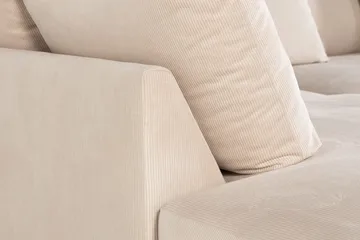 Menard 4-seters venstrevendt L-formet dyp sjeselongsofa i kordfløyel - Beige - Møbler - Sofaer - Sofaer med sjeselong - 4 seters sofa med divan