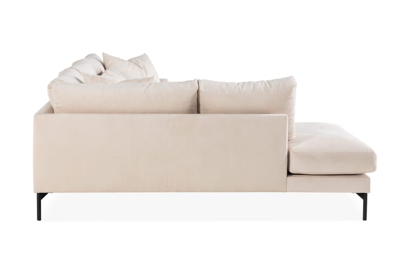 Menard 4-seters venstrevendt L-formet dyp sjeselongsofa i kordfløyel - Beige - Møbler - Sofaer - Sofaer med sjeselong - 4 seters sofa med divan