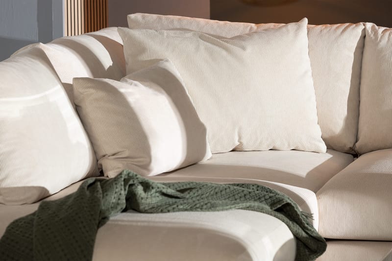 Menard 4-seters venstrevendt L-formet dyp sjeselongsofa i kordfløyel - Beige - Møbler - Sofaer - Sofaer med sjeselong - 4 seters sofa med divan