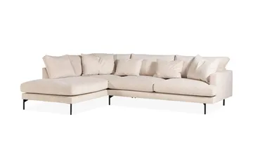 Menard 4-seters venstrevendt L-formet dyp sjeselongsofa i kordfløyel - Beige - Møbler - Sofaer - Sofaer med sjeselong - 4 seters sofa med divan