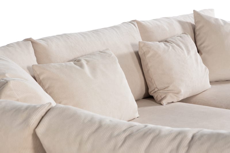 Menard 4-seters venstrevendt L-formet dyp sjeselongsofa i kordfløyel - Beige - Møbler - Sofaer - Sofaer med sjeselong - 4 seters sofa med divan