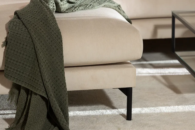 Menard 4-seters venstrevendt L-formet dyp sjeselongsofa i kordfløyel - Beige - Møbler - Sofaer - Sofaer med sjeselong - 4 seters sofa med divan