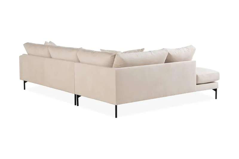 Menard 4-seters venstrevendt L-formet dyp sjeselongsofa i kordfløyel - Beige - Møbler - Sofaer - Sofaer med sjeselong - 4 seters sofa med divan