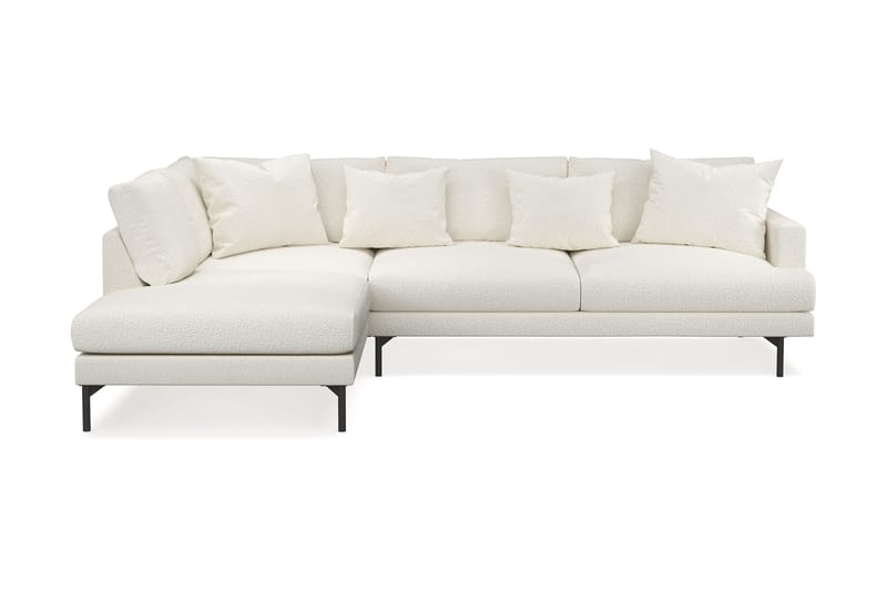 Menard 4-seters Venstrevendt L-formet Sjeselongsofa i Bouclé - Hvit - Møbler - Sofaer - Sofaer med sjeselong - 4 seters sofa med divan