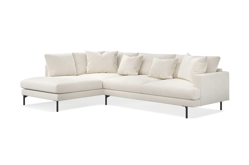 Menard 4-seters Venstrevendt L-formet Sjeselongsofa i Fløyel - Kremhvit - Møbler - Sofaer - Sofaer med sjeselong - 4 seters sofa med divan