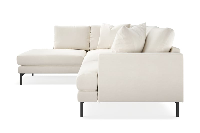 Menard 4-seters Venstrevendt L-formet Sjeselongsofa i Fløyel - Kremhvit - Møbler - Sofaer - Sofaer med sjeselong - 4 seters sofa med divan