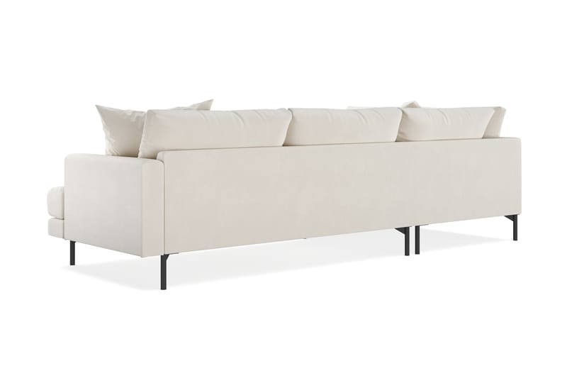 Menard 4-seters Venstrevendt L-formet Sjeselongsofa i Fløyel - Kremhvit - Møbler - Sofaer - Sofaer med sjeselong - 4 seters sofa med divan