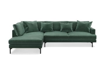 Menard 4-seters Venstrevendt L-formet Sjeselongsofa i Fløyel - Mørk grønn - Møbler - Sofaer - Sofaer med sjeselong - 4 seters sofa med divan