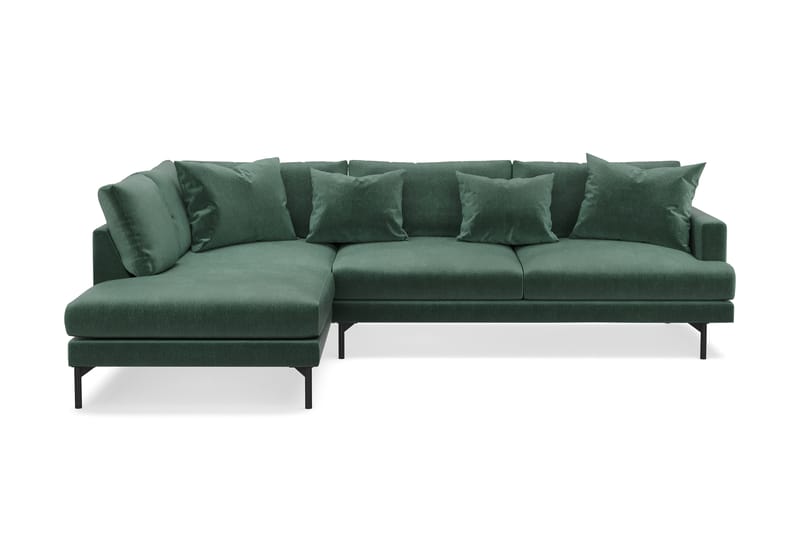 Menard 4-seters Venstrevendt L-formet Sjeselongsofa i Fløyel - Mørk grønn - Møbler - Sofaer - Sofaer med sjeselong - 4 seters sofa med divan