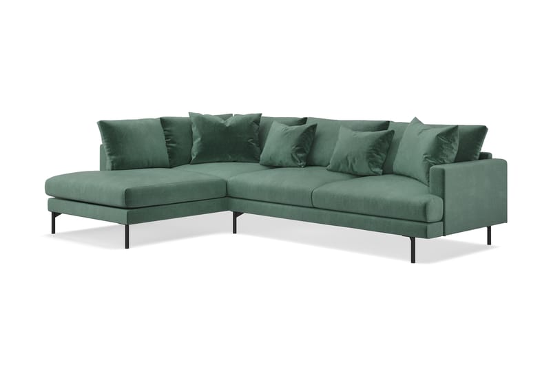 Menard 4-seters Venstrevendt L-formet Sjeselongsofa i Fløyel - Mørk grønn - Møbler - Sofaer - Sofaer med sjeselong - 4 seters sofa med divan