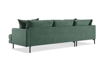 Menard 4-seters Venstrevendt L-formet Sjeselongsofa i Fløyel - Mørk grønn - Møbler - Sofaer - Sofaer med sjeselong - 4 seters sofa med divan