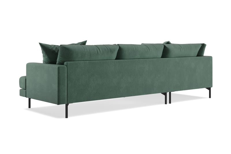 Menard 4-seters Venstrevendt L-formet Sjeselongsofa i Fløyel - Mørk grønn - Møbler - Sofaer - Sofaer med sjeselong - 4 seters sofa med divan