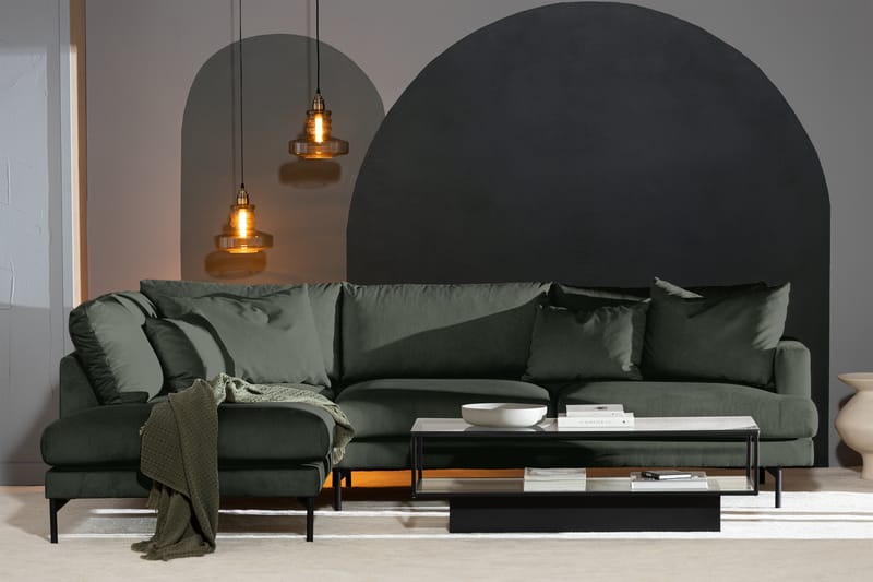Menard 4-seters Venstrevendt L-formet Sjeselongsofa i Manchester - Grønn - Møbler - Sofaer - Sofaer med sjeselong - 4 seters sofa med divan
