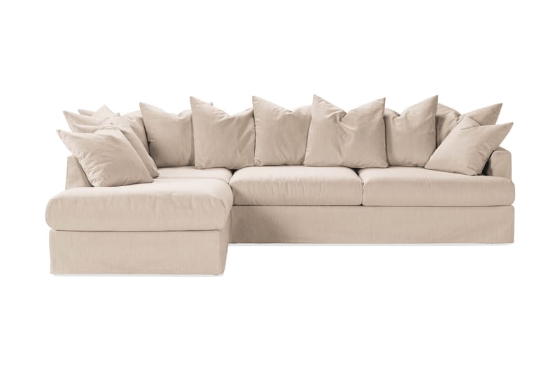 Menard 4-seters Venstrevendt L-formet Sjeselongsofa i Stoff - Beige - Møbler - Sofaer - Sofaer med sjeselong - 4 seters sofa med divan