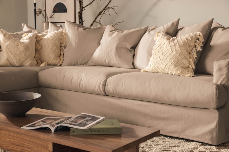Menard 4-seters Venstrevendt L-formet Sjeselongsofa i Stoff - Beige - Møbler - Sofaer - Sofaer med sjeselong - 4 seters sofa med divan